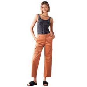 KANCAN 90s Cropped Wide Leg Raw Hem Corduroy Cargo Pants
